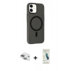 MARSİLYAN™- iPhone 11 Kılıf Çekirdek Modern Prime - Şeffaf Pasifik Cam Ekran Koruyucu + Pers Alüminyum Kamera Lens - YL