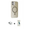 MARSİLYAN™- iPhone 11 Kılıf Çekirdek Modern Prime - Şeffaf Pasifik Cam Ekran Koruyucu + Pers Alüminyum Kamera Lens - YL