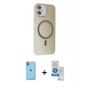 MARSİLYAN™- iPhone 11 Kılıf Çekirdek Modern Prime - Şeffaf Royal Nano Ekran Koruyucu + Neon Fosforlu Kamera Lens - MI