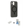 MARSİLYAN™- iPhone 11 Kılıf Çekirdek Modern Prime - Şeffaf Royal Nano Ekran Koruyucu + Renkli Kamera Lens Koruma Cam - PE