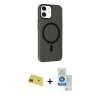 MARSİLYAN™- iPhone 11 Kılıf Çekirdek Modern Prime - Şeffaf Royal Nano Ekran Koruyucu + Rainbow Kamera Lens Koruma Cam - KI