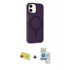 MARSİLYAN™- iPhone 11 Kılıf Çekirdek Modern Prime - Şeffaf Royal Nano Ekran Koruyucu + Rainbow Kamera Lens Koruma Cam - KI