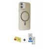 MARSİLYAN™- iPhone 11 Kılıf Çekirdek Modern Prime - Şeffaf Royal Nano Ekran Koruyucu + Rainbow Kamera Lens Koruma Cam - KI