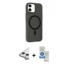 MARSİLYAN™- iPhone 11 Kılıf Çekirdek Modern Prime - Şeffaf Royal Nano Ekran Koruyucu + Raze Metal Kamera Lens - GS