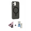 MARSİLYAN™- iPhone 11 Kılıf Çekirdek Modern Prime - Şeffaf Royal Nano Ekran Koruyucu + Raze Metal Kamera Lens - SH