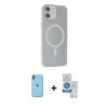 MARSİLYAN™- iPhone 11 Kılıf Çekirdek Modern Prime - Şeffaf Royal Nano Ekran Koruyucu + Neon Fosforlu Kamera Lens - TU