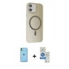 MARSİLYAN™- iPhone 11 Kılıf Çekirdek Modern Prime - Şeffaf Royal Nano Ekran Koruyucu + Neon Fosforlu Kamera Lens - YL
