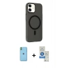 MARSİLYAN™- iPhone 11 Kılıf Çekirdek Modern Prime - Şeffaf Royal Nano Ekran Koruyucu + Neon Fosforlu Kamera Lens - YL