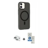 MARSİLYAN™- iPhone 11 Kılıf Çekirdek Modern Prime - Şeffaf Royal Nano Ekran Koruyucu + Pers Alüminyum Kamera Lens - YL