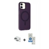 MARSİLYAN™- iPhone 11 Kılıf Çekirdek Modern Prime - Şeffaf Royal Nano Ekran Koruyucu + Pers Alüminyum Kamera Lens - YL