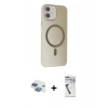 MARSİLYAN™- iPhone 11 Kılıf Çekirdek Modern Prime - Şeffaf Uv Polymer Nano Ekran Koruyucu + Gökkuşağı Pers Alüminyum Kamera Lens