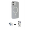 MARSİLYAN™- iPhone 11 Kılıf Çekirdek Modern Prime - Şeffaf Uv Polymer Nano Ekran Koruyucu + Gökkuşağı Pers Alüminyum Kamera Lens