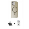 MARSİLYAN™- iPhone 11 Kılıf Çekirdek Modern Prime - Şeffaf Uv Polymer Nano Ekran Koruyucu + Kamera Lens Koruma Cam - SF