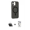 MARSİLYAN™- iPhone 11 Kılıf Çekirdek Modern Prime - Şeffaf Uv Polymer Nano Ekran Koruyucu + Kamera Lens Koruma Cam - SF