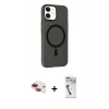 MARSİLYAN™- iPhone 11 Kılıf Çekirdek Modern Prime - Şeffaf Uv Polymer Nano Ekran Koruyucu + Pers Alüminyum Kamera Lens - KI