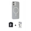 MARSİLYAN™- iPhone 11 Kılıf Çekirdek Modern Prime - Şeffaf Uv Polymer Nano Ekran Koruyucu + PVD Metal Kamera Lens - MI