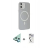 MARSİLYAN™- iPhone 11 Kılıf Çekirdek Modern Prime - Şeffaf Uv Polymer Nano Ekran Koruyucu + Raze Metal Kamera Lens - MI