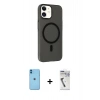 MARSİLYAN™- iPhone 11 Kılıf Çekirdek Modern Prime - Şeffaf Uv Polymer Nano Ekran Koruyucu + Neon Fosforlu Kamera Lens - MI