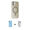 MARSİLYAN™- iPhone 11 Kılıf Çekirdek Modern Prime - Şeffaf Uv Polymer Nano Ekran Koruyucu + Neon Fosforlu Kamera Lens - MI