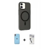 MARSİLYAN™- iPhone 11 Kılıf Çekirdek Modern Prime - Şeffaf Uv Polymer Nano Ekran Koruyucu + Neon Fosforlu Kamera Lens - TU