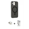 MARSİLYAN™- iPhone 11 Kılıf Çekirdek Modern Prime - Şeffaf Uv Polymer Nano Ekran Koruyucu + Pers Alüminyum Kamera Lens - GD
