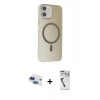 MARSİLYAN™- iPhone 11 Kılıf Çekirdek Modern Prime - Şeffaf Uv Polymer Nano Ekran Koruyucu + Pers Alüminyum Kamera Lens - LT