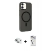 MARSİLYAN™- iPhone 11 Kılıf Çekirdek Modern Prime - Şeffaf Uv Polymer Nano Ekran Koruyucu + Pers Alüminyum Kamera Lens - YL