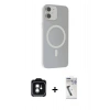 MARSİLYAN™- iPhone 11 Kılıf Çekirdek Modern Prime - Şeffaf Uv Polymer Nano Ekran Koruyucu + PVD Metal Kamera Lens - YL