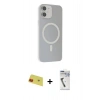 MARSİLYAN™- iPhone 11 Kılıf Çekirdek Modern Prime - Şeffaf Uv Polymer Nano Ekran Koruyucu + Rainbow Kamera Lens Koruma Cam - KI