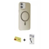 MARSİLYAN™- iPhone 11 Kılıf Çekirdek Modern Prime - Şeffaf Uv Polymer Nano Ekran Koruyucu + Rainbow Kamera Lens Koruma Cam - KI