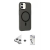 MARSİLYAN™- iPhone 11 Kılıf Çekirdek Modern Prime - Şeffaf Uv Polymer Nano Ekran Koruyucu + Raze Metal Kamera Lens - GS