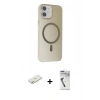 MARSİLYAN™- iPhone 11 Kılıf Çekirdek Modern Prime - Şeffaf Uv Polymer Nano Ekran Koruyucu + Renkli Kamera Lens Koruma Cam - YL