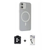 MARSİLYAN™- iPhone 11 Kılıf Çekirdek Modern Prime - Şeffaf Uv Polymer Nano Ekran Koruyucu + PVD Metal Kamera Lens - SH