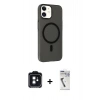 MARSİLYAN™- iPhone 11 Kılıf Çekirdek Modern Prime - Şeffaf Uv Polymer Nano Ekran Koruyucu + PVD Metal Kamera Lens - SH