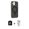 MARSİLYAN™- iPhone 11 Kılıf Çekirdek Modern Prime - Şeffaf Uv Polymer Nano Ekran Koruyucu + PVD Metal Kamera Lens - TU