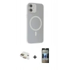 MARSİLYAN™- iPhone 11 Kılıf Çekirdek Modern Prime - Siyah 34D Hayalet Izgaralı Cam + Pers Alüminyum Kamera Lens - GD