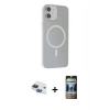 MARSİLYAN™- iPhone 11 Kılıf Çekirdek Modern Prime - Siyah 34D Hayalet Izgaralı Cam + Pers Alüminyum Kamera Lens - LT