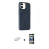 MARSİLYAN™- iPhone 11 Kılıf Çekirdek Modern Prime - Siyah 34D Hayalet Izgaralı Cam + Renkli Kamera Lens Koruma Cam - SI