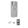 MARSİLYAN™- iPhone 11 Kılıf Çekirdek Modern Prime - Siyah 34D Hayalet Izgaralı Cam + Renkli Kamera Lens Koruma Cam - SI