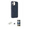 MARSİLYAN™- iPhone 11 Kılıf Çekirdek Modern Prime - Siyah 34D Hayalet Izgaralı Cam + Renkli Kamera Lens Koruma Cam - SI