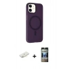 MARSİLYAN™- iPhone 11 Kılıf Çekirdek Modern Prime - Siyah 34D Hayalet Izgaralı Cam + Renkli Kamera Lens Koruma Cam - SI