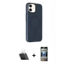 MARSİLYAN™- iPhone 11 Kılıf Çekirdek Modern Prime - Siyah 34D Hayalet Izgaralı Cam + Şeffaf Kamera Lens Koruma Cam
