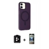 MARSİLYAN™- iPhone 11 Kılıf Çekirdek Modern Prime - Siyah 34D Hayalet Izgaralı Cam + PVD Metal Kamera Lens - TU