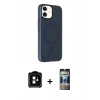 MARSİLYAN™- iPhone 11 Kılıf Çekirdek Modern Prime - Siyah 34D Hayalet Izgaralı Cam + PVD Metal Kamera Lens - TU