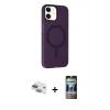 MARSİLYAN™- iPhone 11 Kılıf Çekirdek Modern Prime - Siyah 34D Hayalet Izgaralı Cam + Pers Alüminyum Kamera Lens - YL