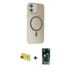 MARSİLYAN™- iPhone 11 Kılıf Çekirdek Modern Prime - Siyah 360 Mat Full Body Arka Koruyucu + Rainbow Kamera Lens Koruma Cam - KI