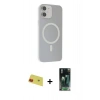 MARSİLYAN™- iPhone 11 Kılıf Çekirdek Modern Prime - Siyah 360 Mat Full Body Arka Koruyucu + Rainbow Kamera Lens Koruma Cam - KI