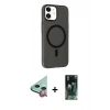 MARSİLYAN™- iPhone 11 Kılıf Çekirdek Modern Prime - Siyah 360 Mat Full Body Arka Koruyucu + Raze Metal Kamera Lens - KI