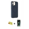 MARSİLYAN™- iPhone 11 Kılıf Çekirdek Modern Prime - Siyah 360 Mat Full Body Arka Koruyucu + Rainbow Kamera Lens Koruma Cam - KI