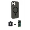 MARSİLYAN™- iPhone 11 Kılıf Çekirdek Modern Prime - Siyah 360 Mat Full Body Arka Koruyucu + PVD Metal Kamera Lens - SH
